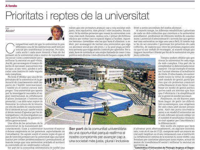 Prioritats i reptes de la universitat (Mediterráneo, 22/10/2007)